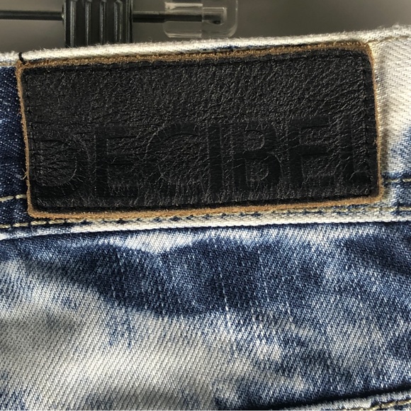 DECIBEL Pant Jean Short Men Metal Stub Belt Loop Acid Wash Distress Blue sz 40 - Picture 9 of 12